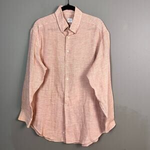 Armani Collezioni men's shirt Medium cotton linen tweed Italy long sleeve button